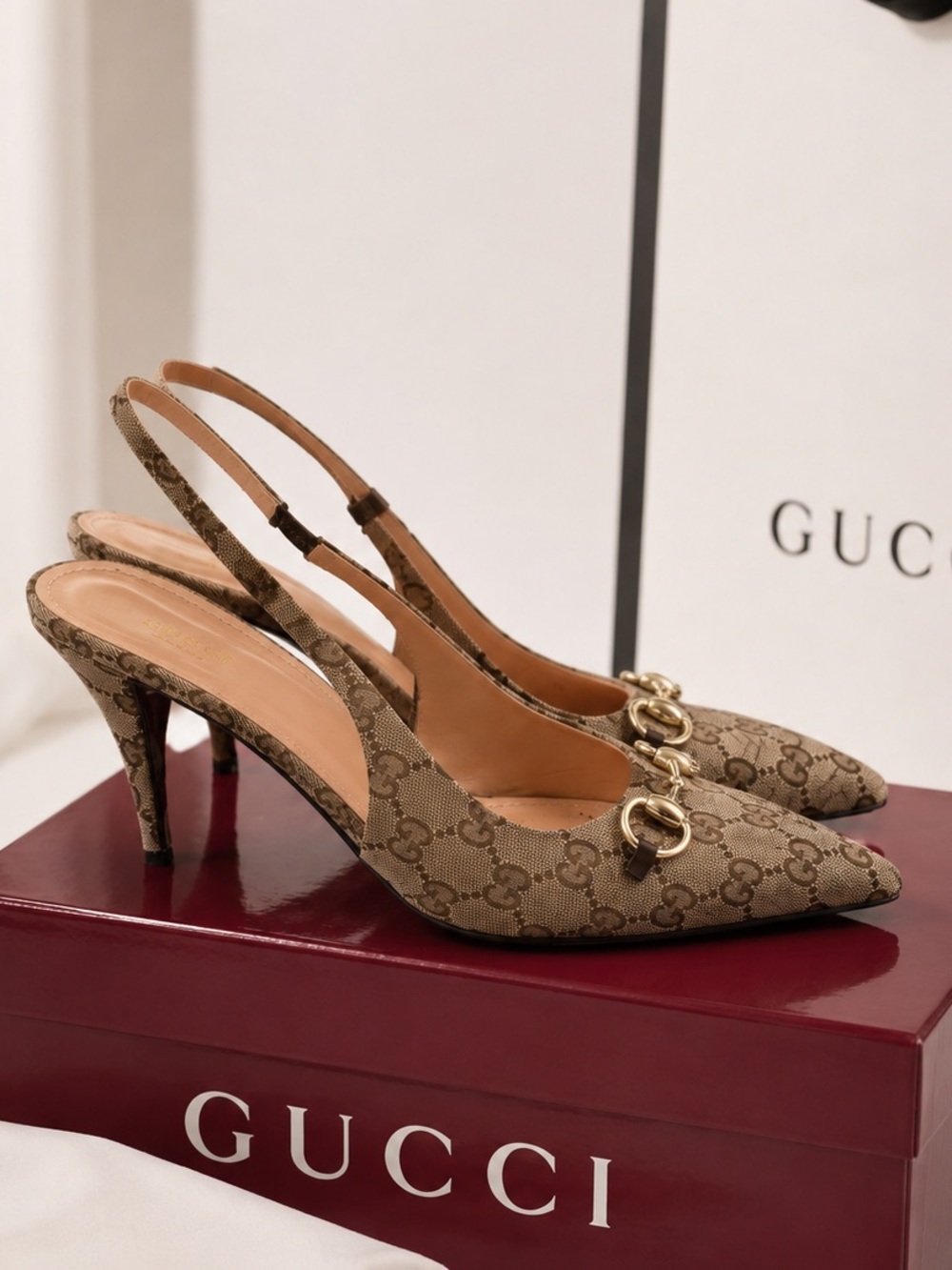 Gucci GG Canvas Horsebit Slingback Pumps, Size: IT/EU 42, US Women’s 12